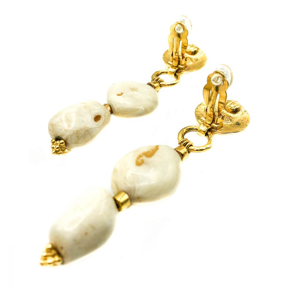 Vintage Chanel Gold Pebble Logo Earrings