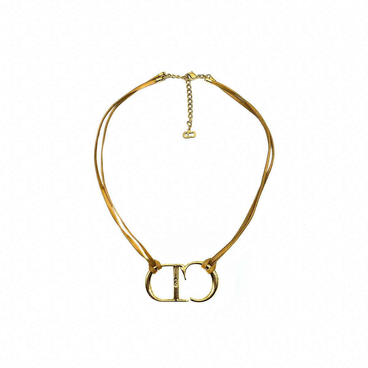 Jennifer Gibson Vintage Jewellery Vintage Dior CD Leather Necklace 663 (1) Vintage Dior CD Leather Necklace