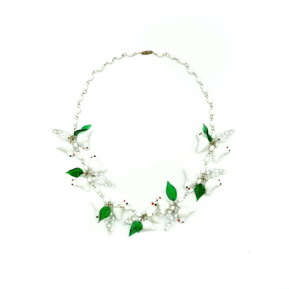 Vintage Glass Bird Necklace