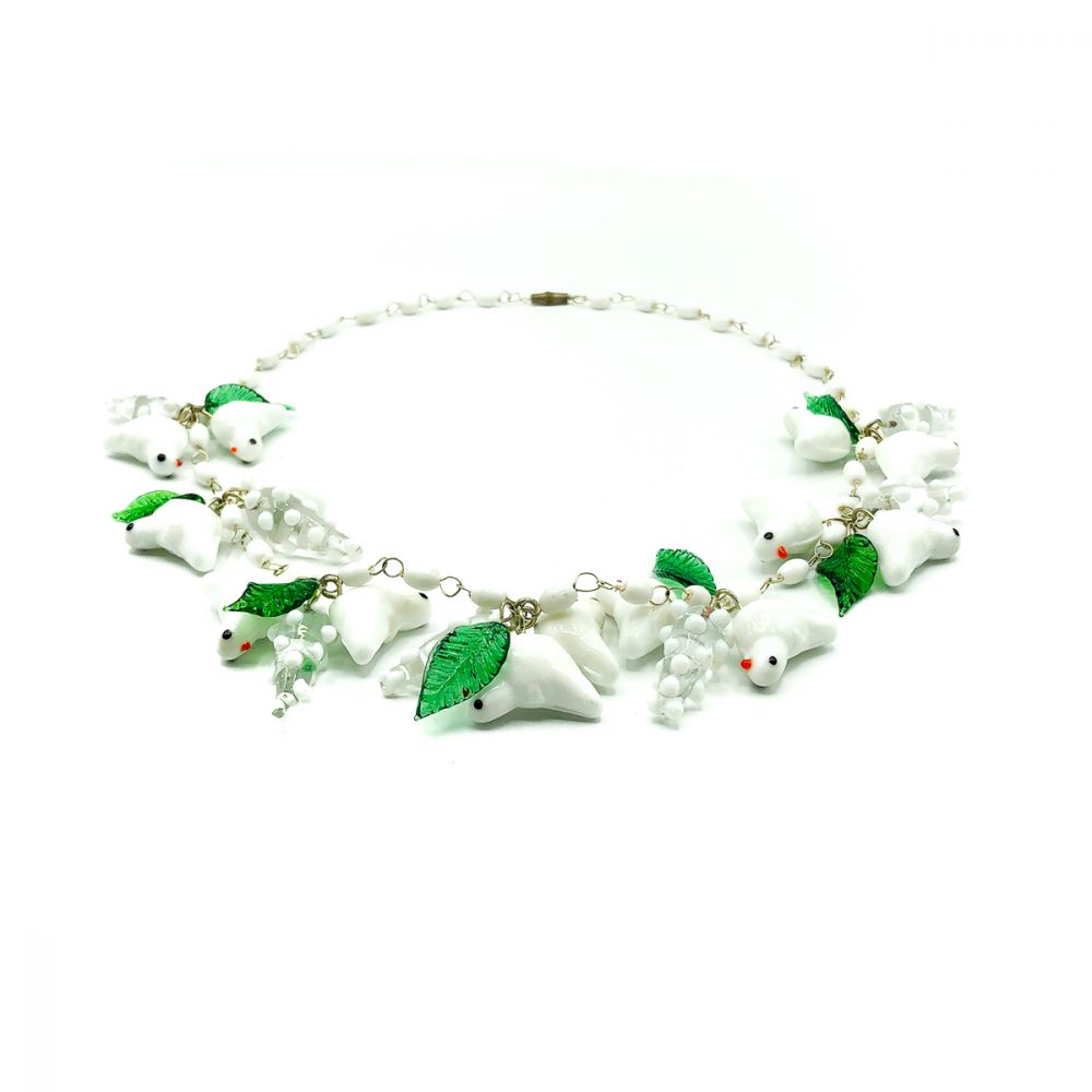 Vintage Glass Bird Necklace