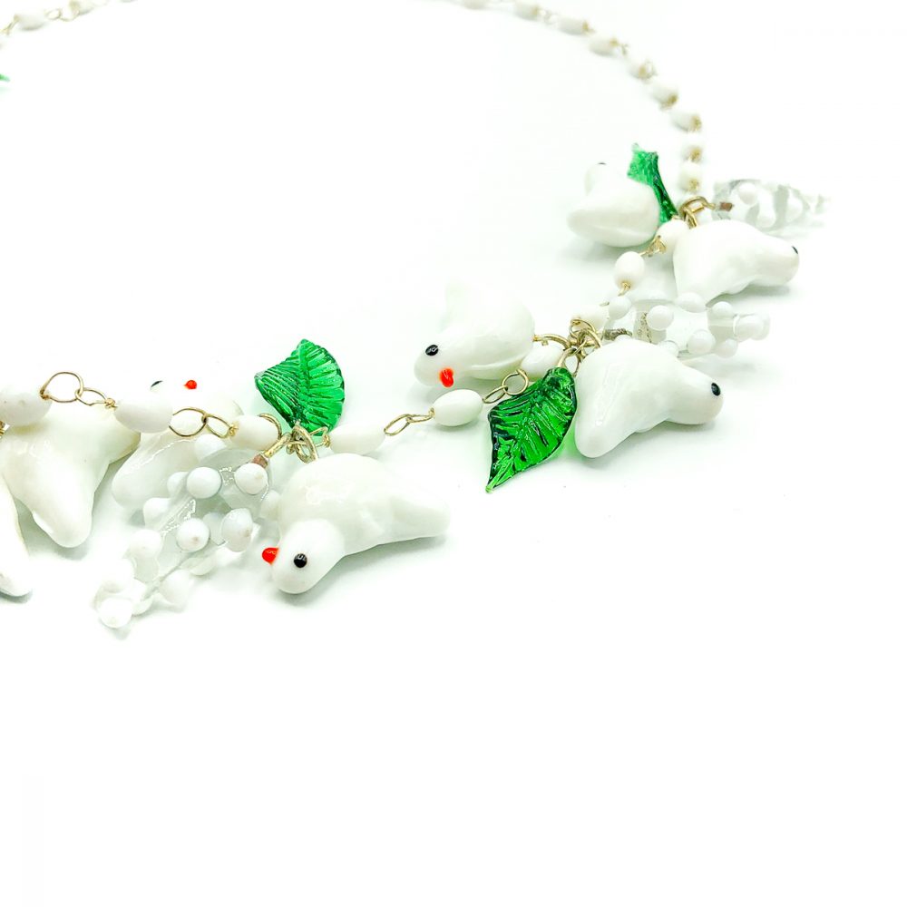 Vintage Glass Bird Necklace