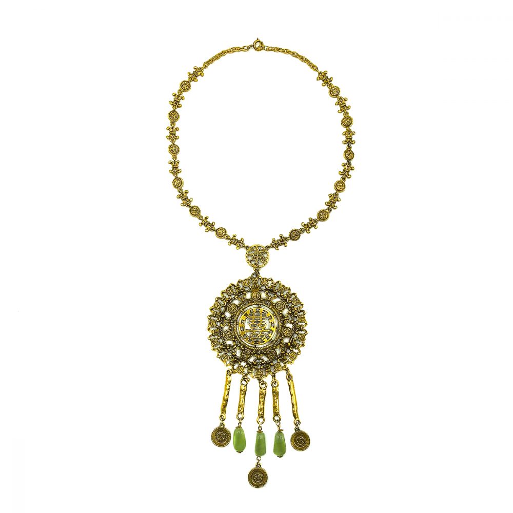 Vintage Goldette Chinese Medallion Necklace