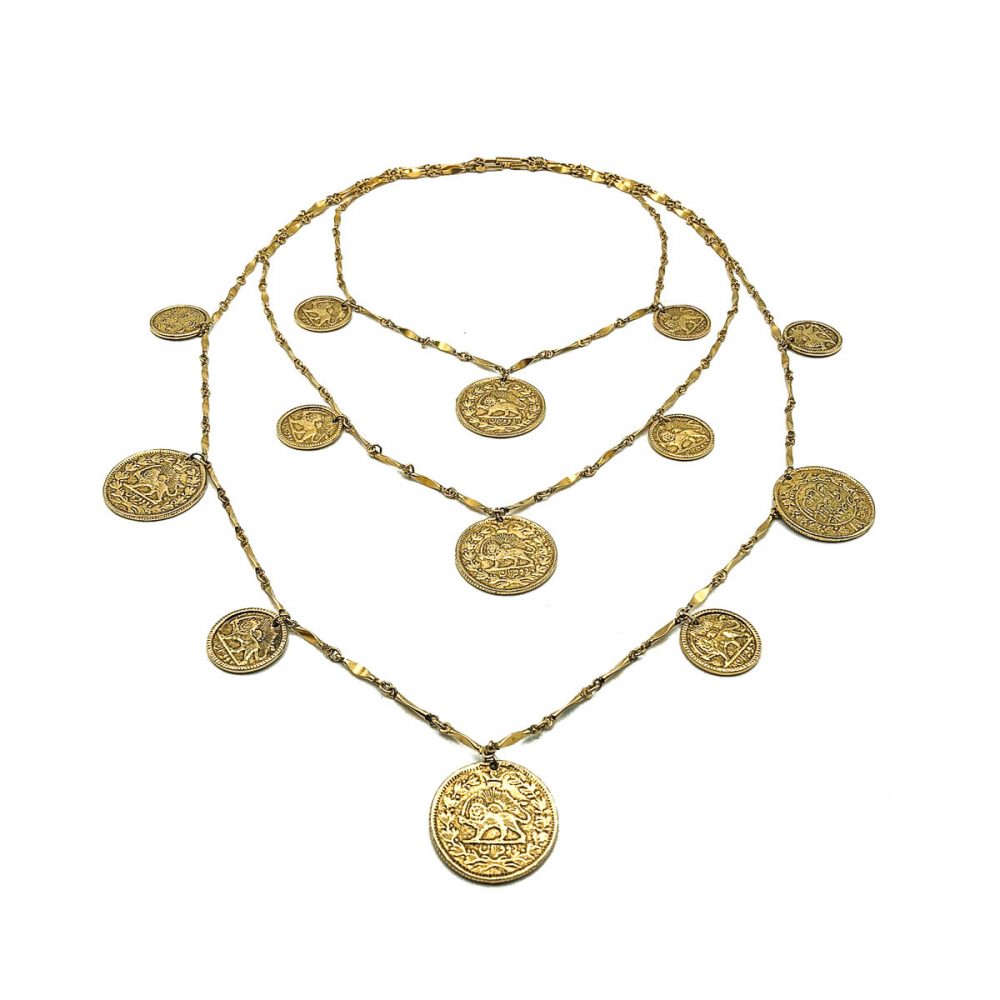 Vintage Goldette Coin Bib Necklace