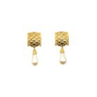 Jennifer Gibson Vintage Jewellery Vintage Pearl Matelasse Earrings 706 (2) Vintage Pearl Matelasse Earrings