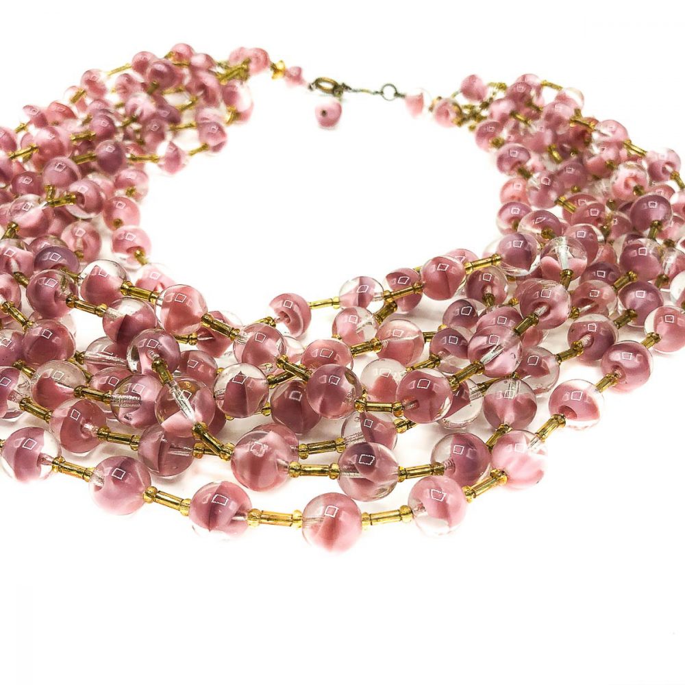 Vintage Pink Art Glass Collar