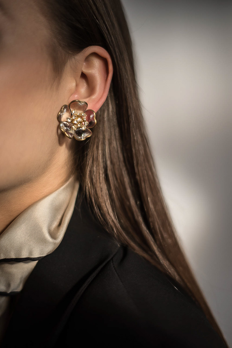 Vintage Gripoix Flower Earrings