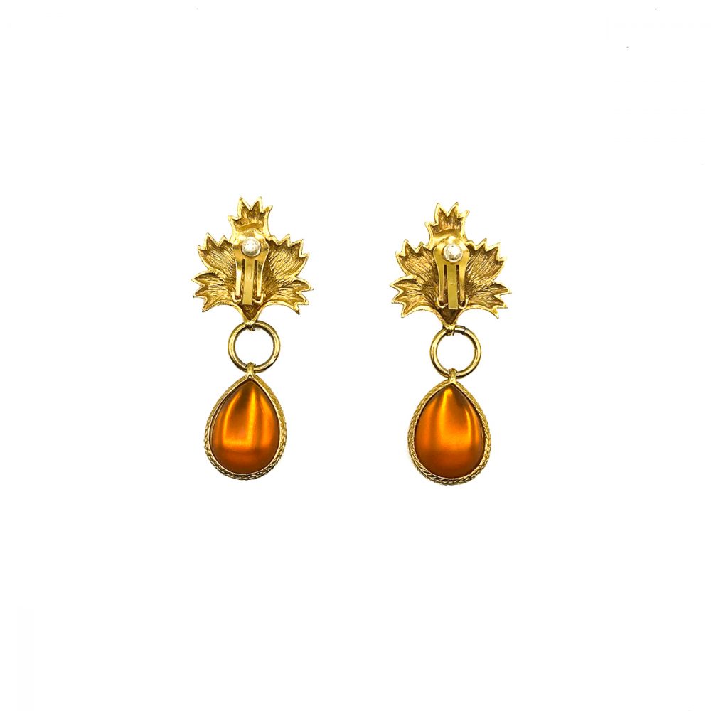 Vintage Amber Leaf Earrings
