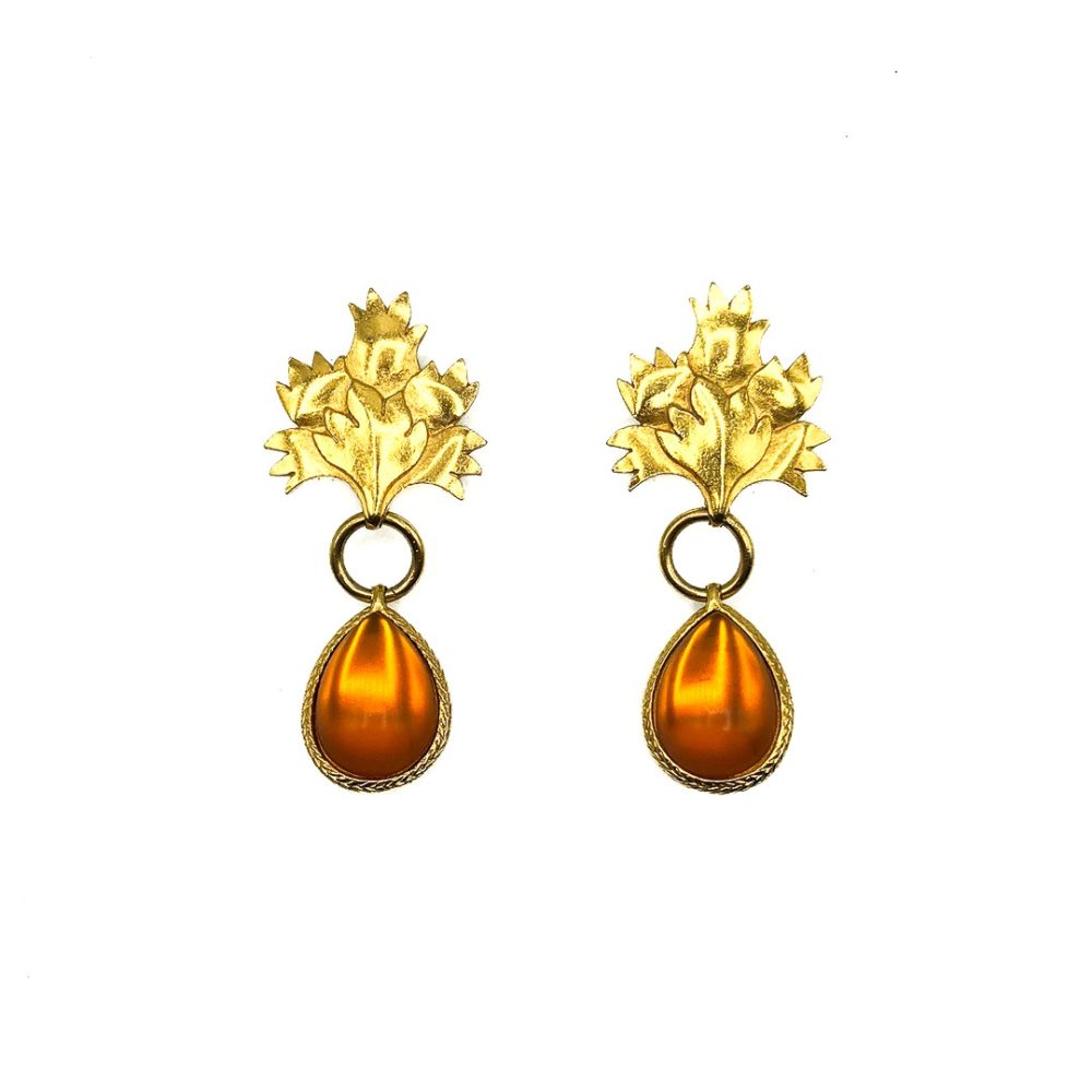 Vintage Amber Leaf Earrings