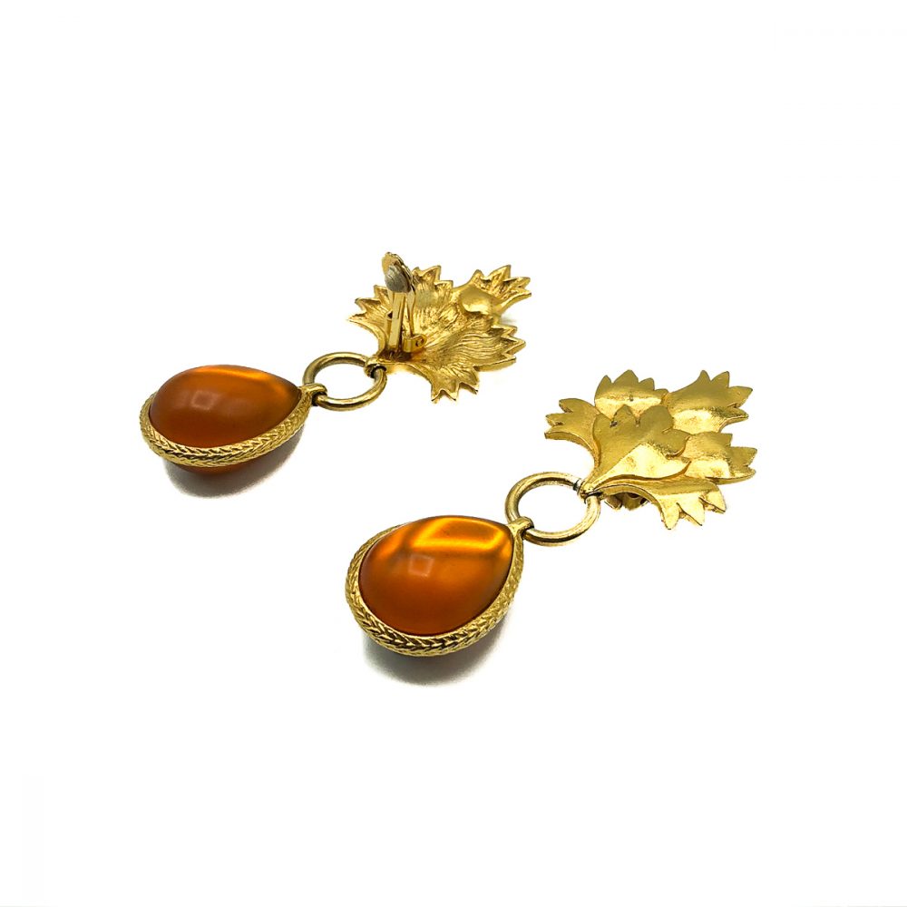 Vintage Amber Leaf Earrings