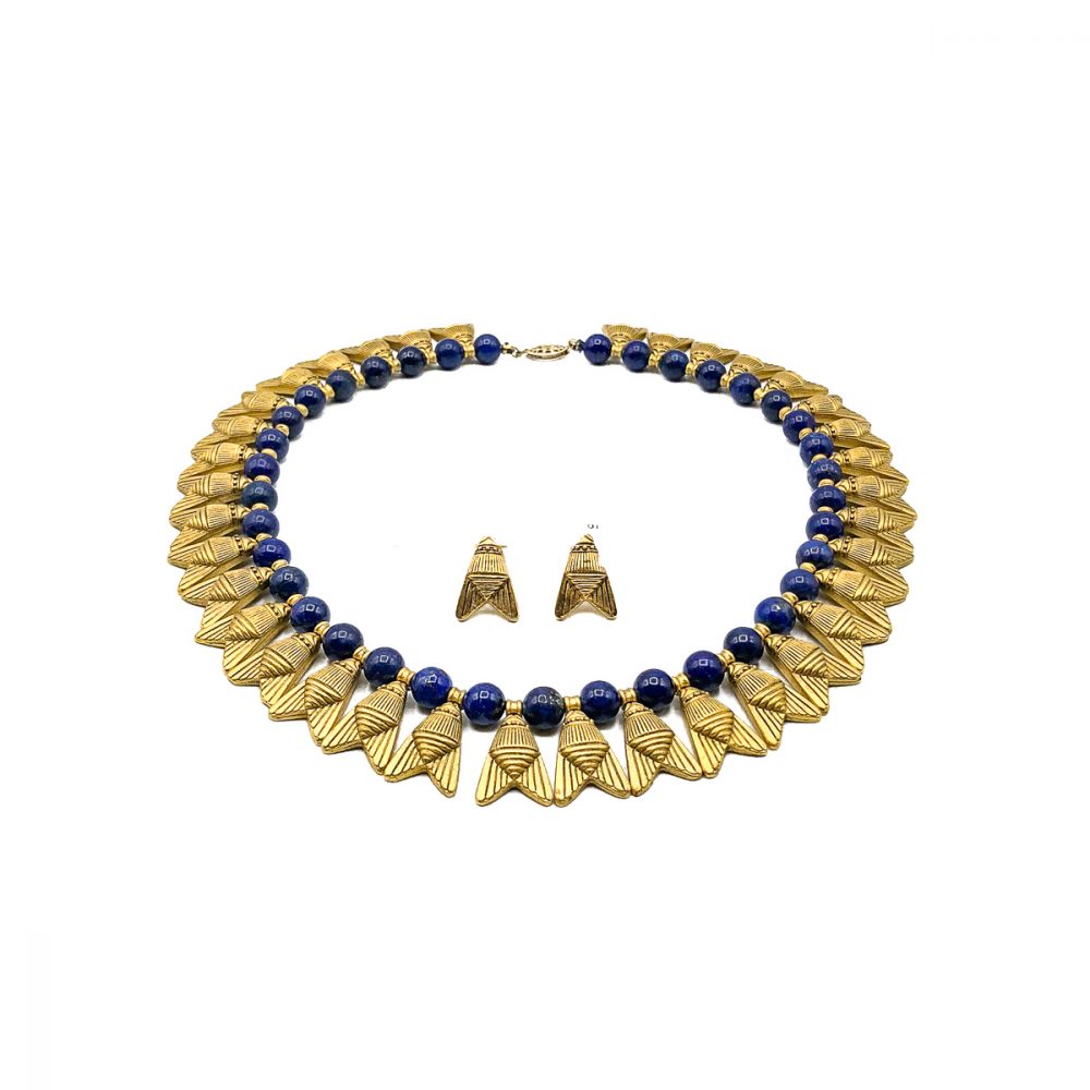 Vintage Egyptian Revival Lapis Collar