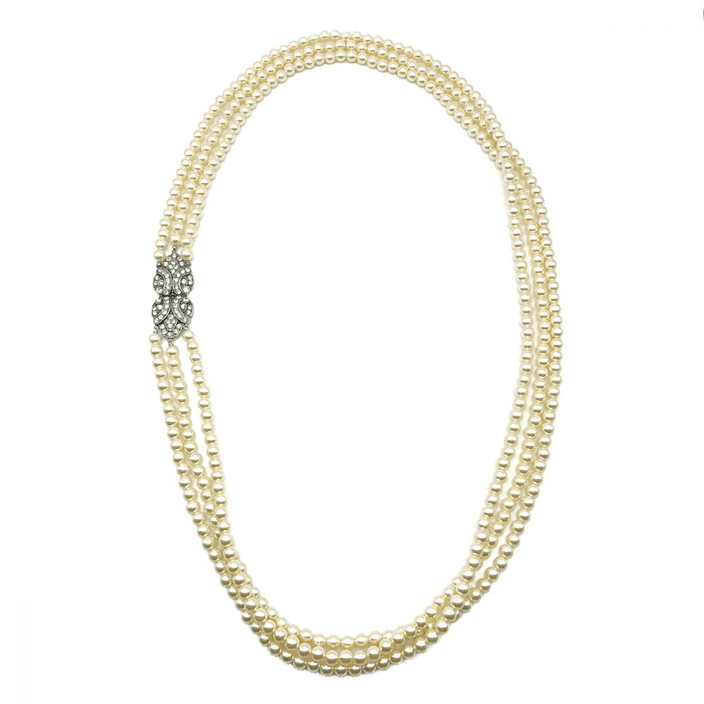 Vintage Pearl Triple Rope Necklace