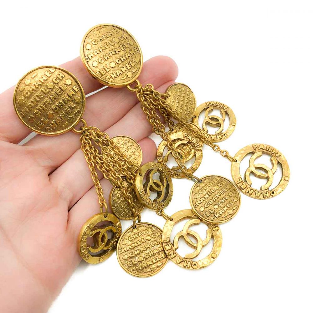 Vintage Chanel Tumbling Logo Earrings