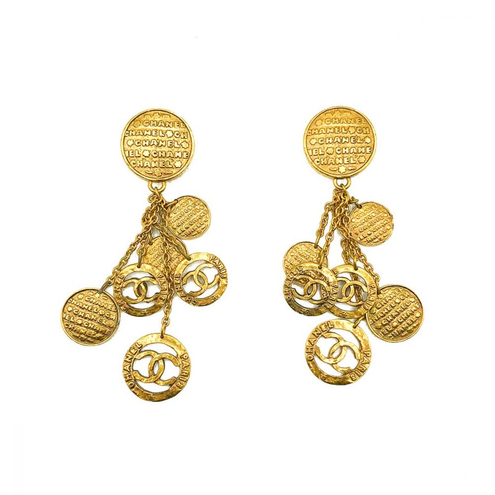 Vintage Chanel Tumbling Logo Earrings