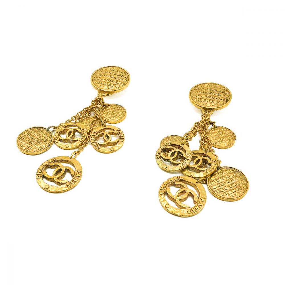Vintage Chanel Tumbling Logo Earrings