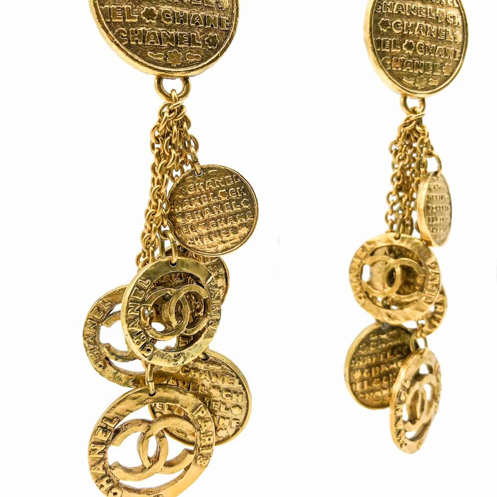 Vintage Chanel Tumbling Logo Earrings