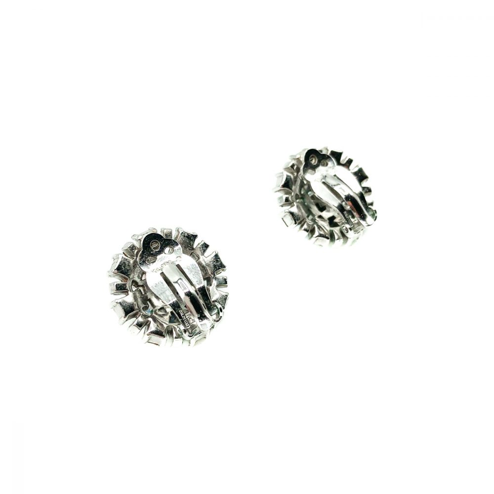 Trifari Silver & Crystal Cocktail Earrings