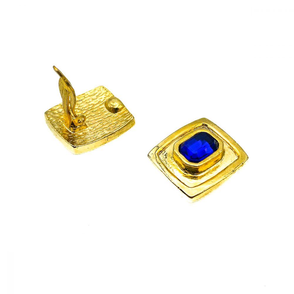 Vintage Blue Glass Earrings