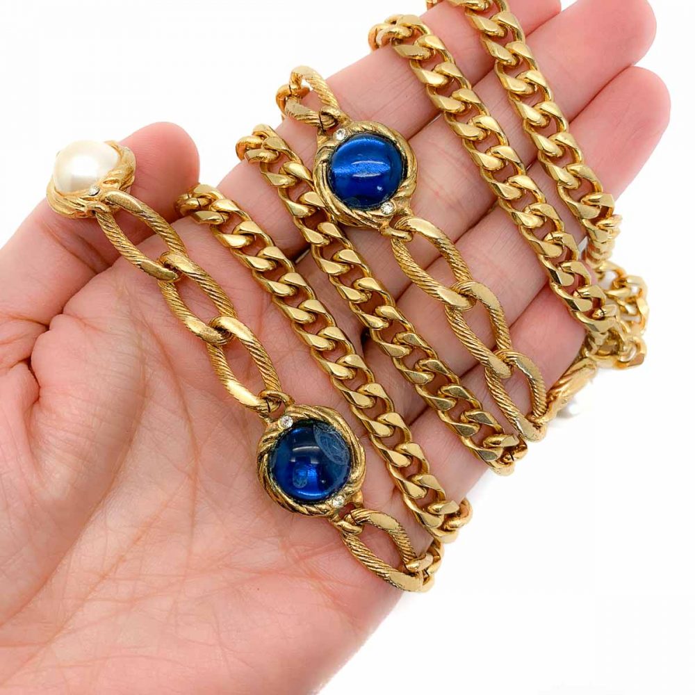 Vintage Blue Glass Sautoir