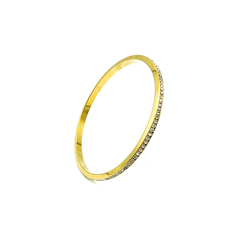 Vintage Gold & Crystal Line Bangle 1980s