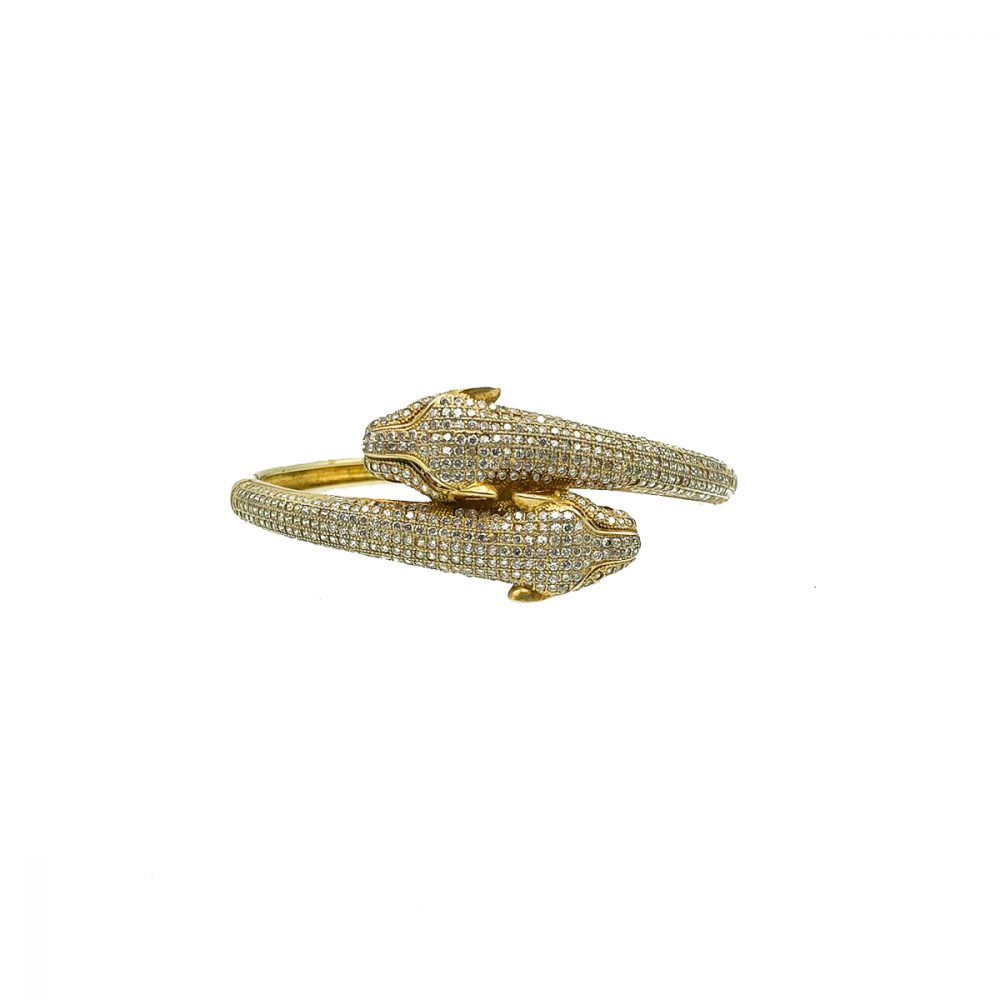 Vintage Silver Vermeil Panther Bangle