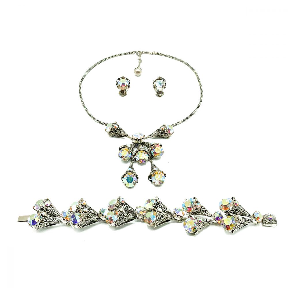 Vintage Aurora Borealis Necklace Suite