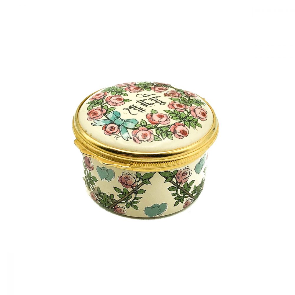 Vintage Bilston & Battersea Enamel 1982 Valentines Box