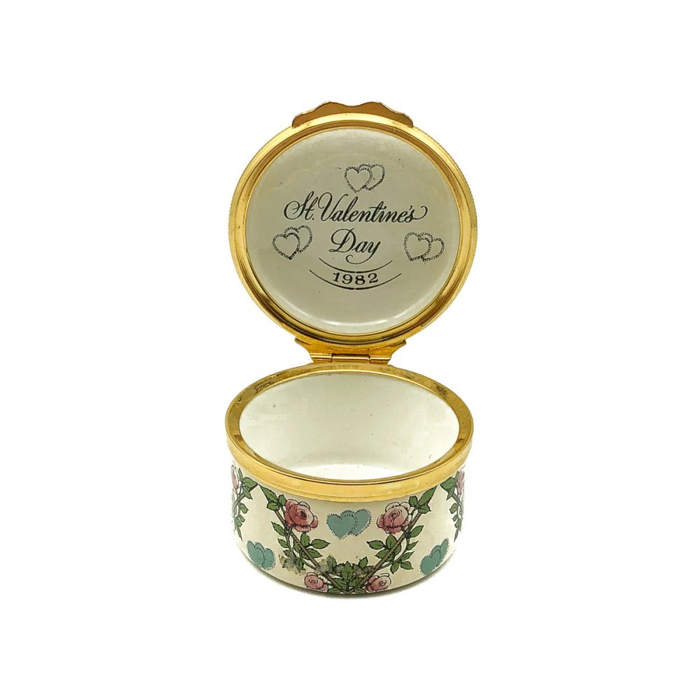 Vintage Bilston & Battersea Enamel 1982 Valentines Box