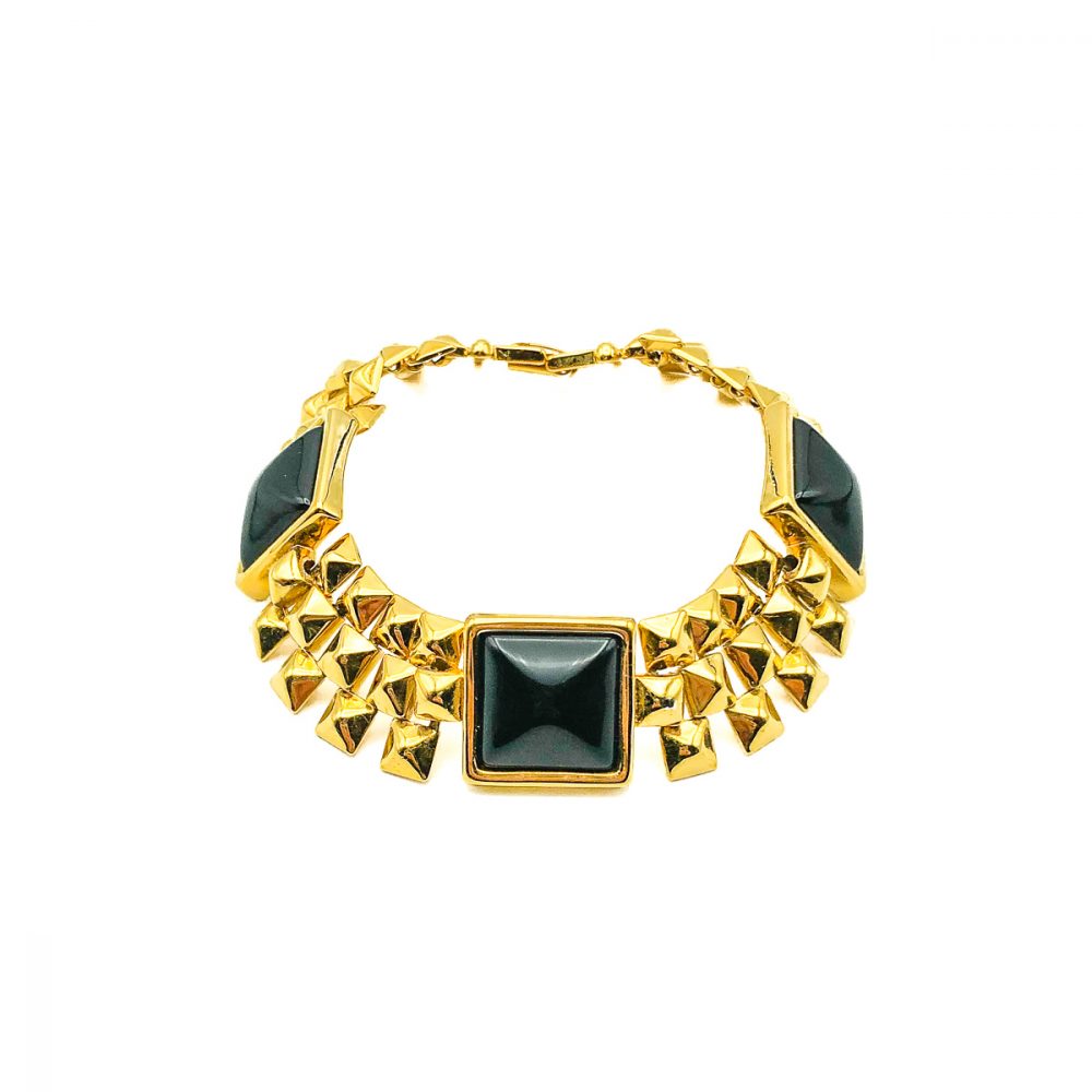 Vintage Monet Black Pyramid Bracelet