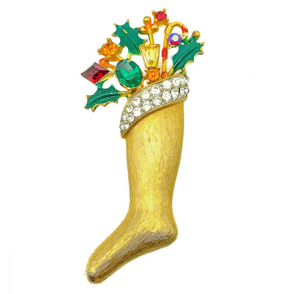 Vintage Weiss Christmas Stocking Brooch