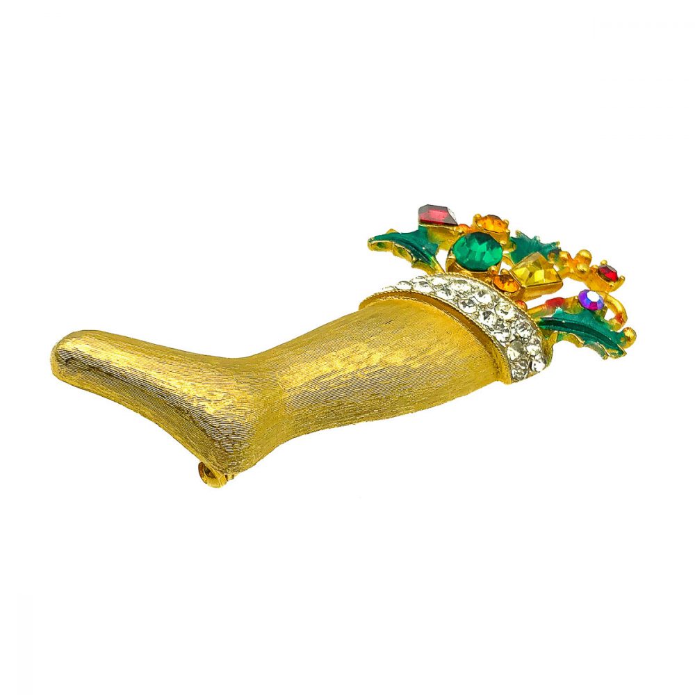 Vintage Weiss Christmas Stocking Brooch