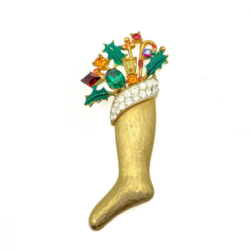 Vintage Weiss Christmas Stocking Brooch
