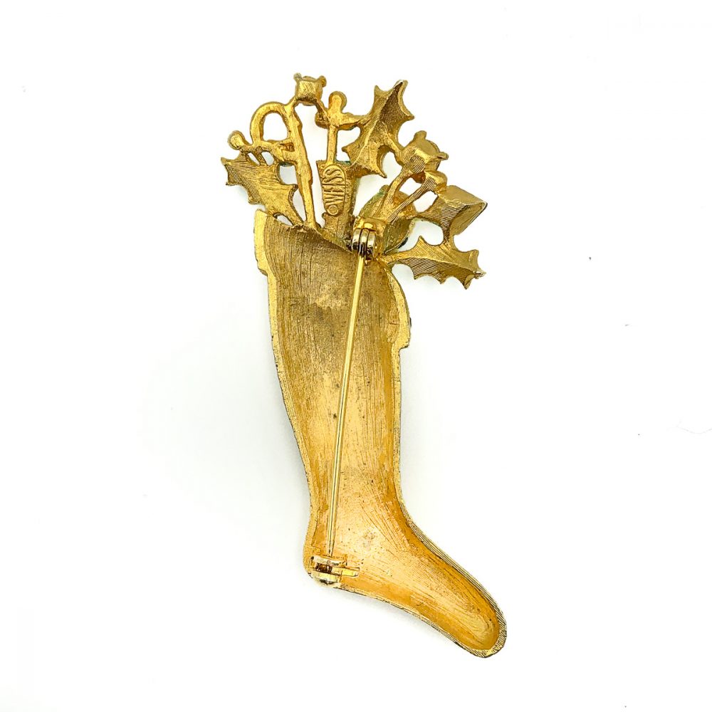 Vintage Weiss Christmas Stocking Brooch
