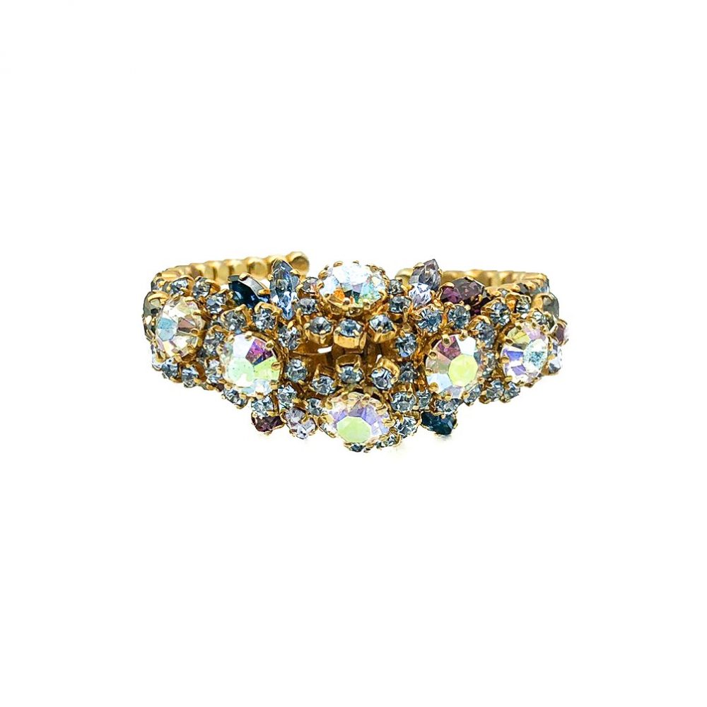 Vintage Pastel Rhinestone Cuff Bracelet