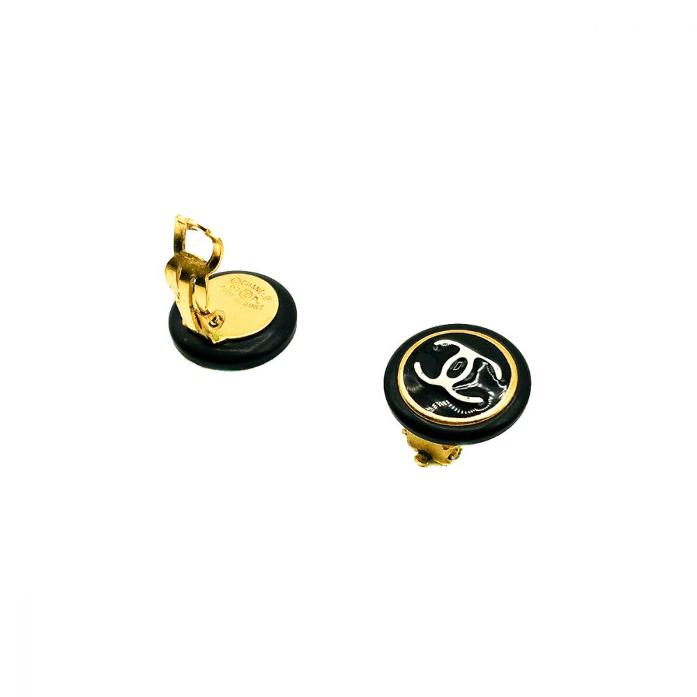 Vintage Chanel Monochrome Logo Earrings