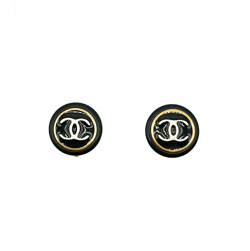 Vintage Chanel Monochrome Logo Earrings
