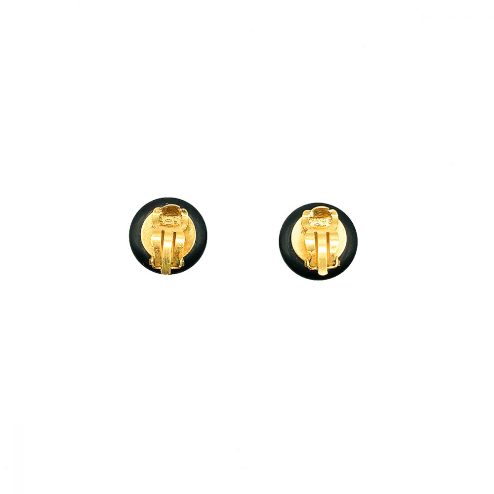 Vintage Chanel Monochrome Logo Earrings