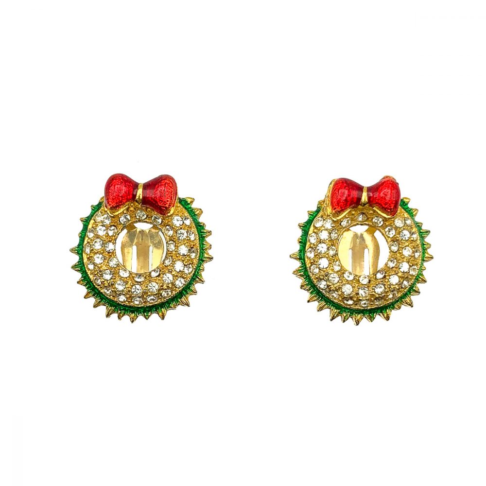 Vintage Christmas Wreath Earrings
