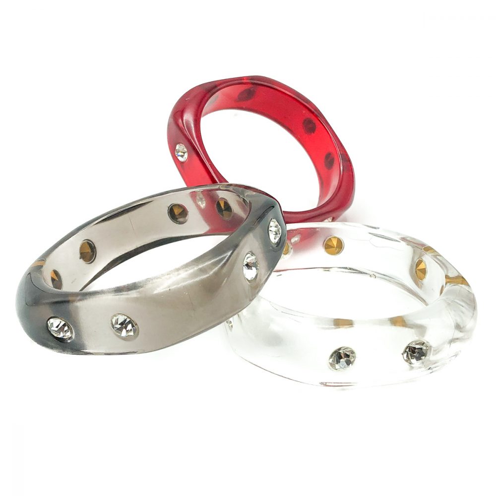 Vintage Jewelled Lucite Bangle Stack