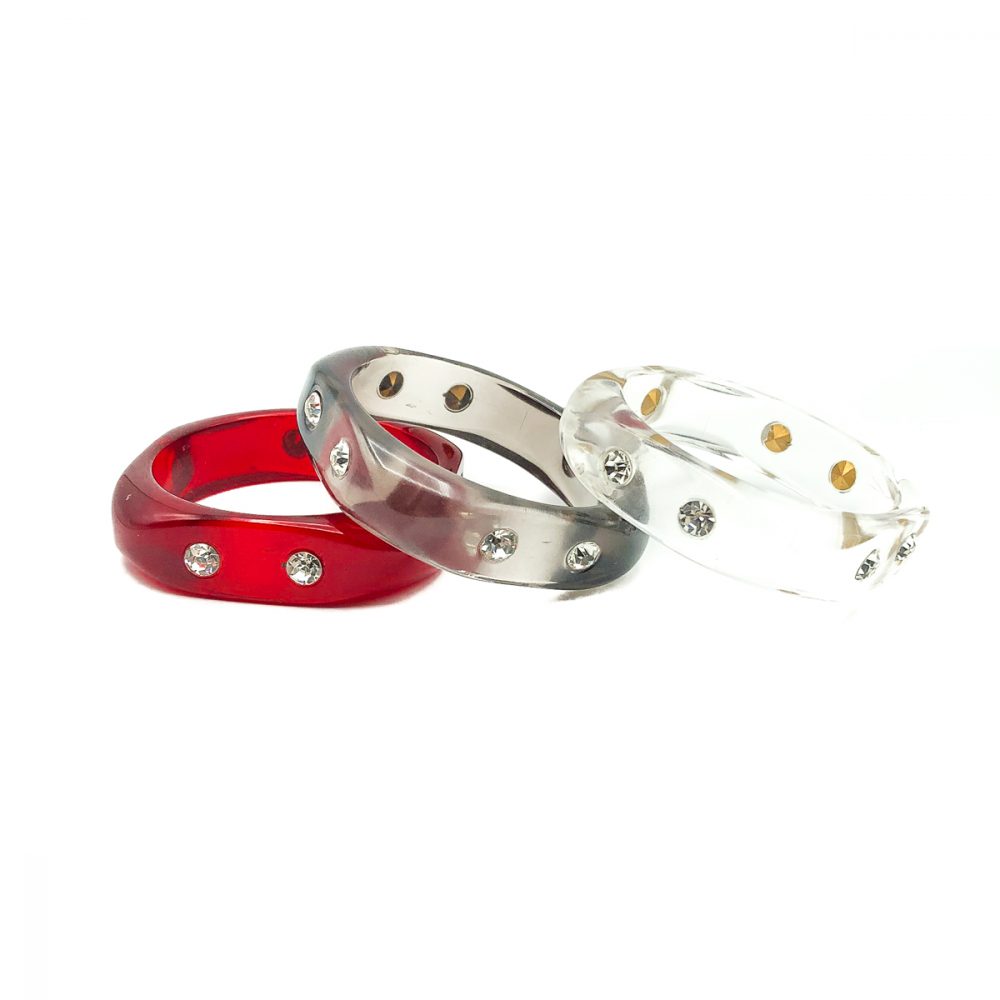 Vintage Jewelled Lucite Bangle Stack