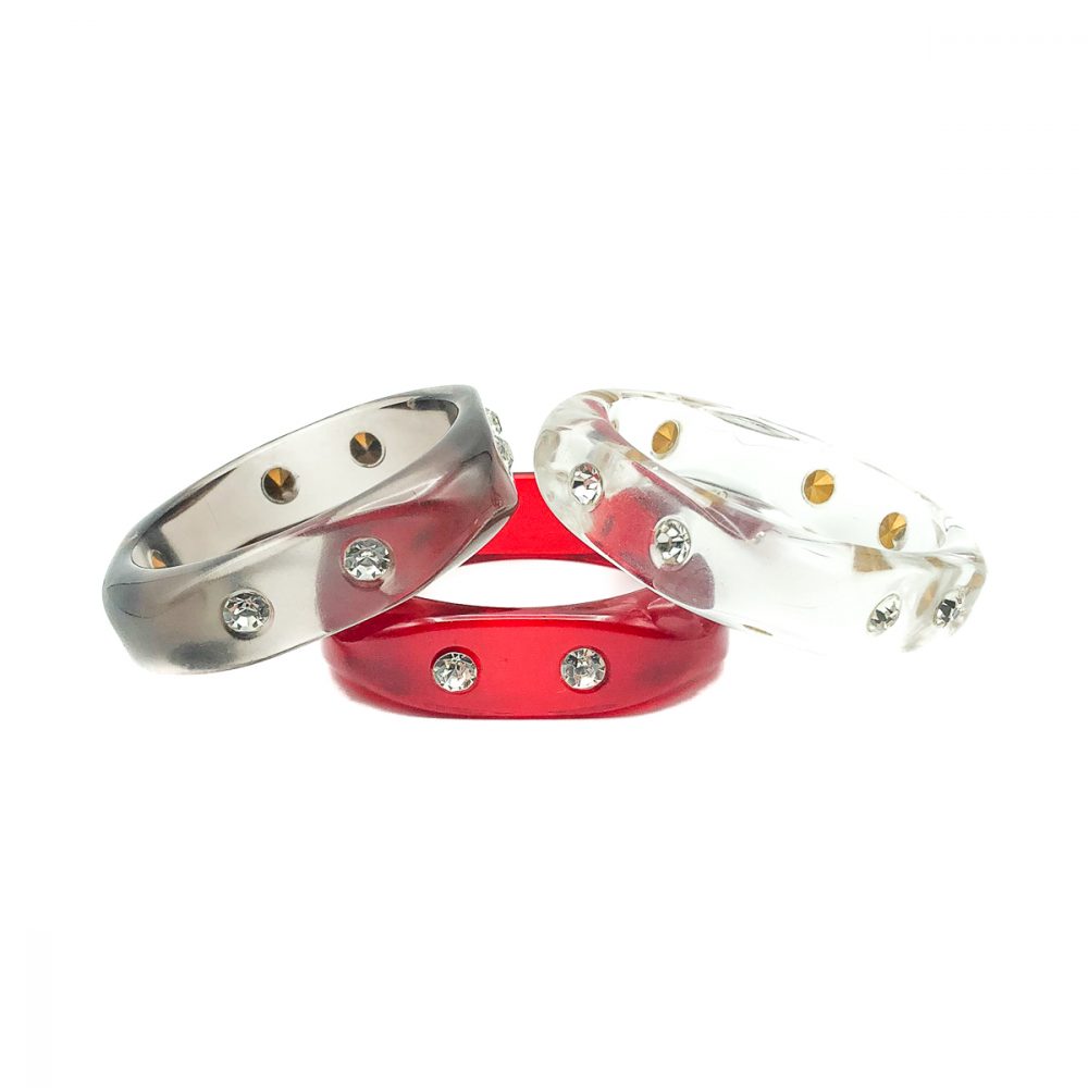 Vintage Jewelled Lucite Bangle Stack