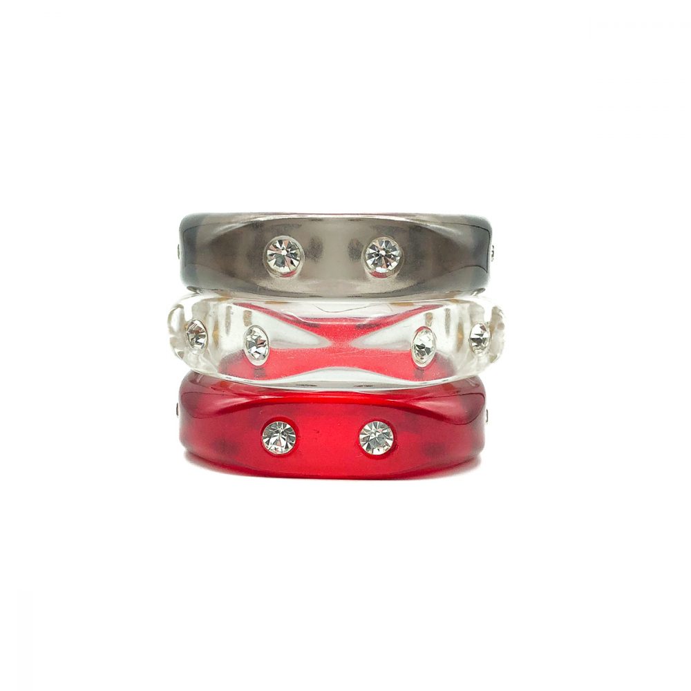 Vintage Jewelled Lucite Bangle Stack