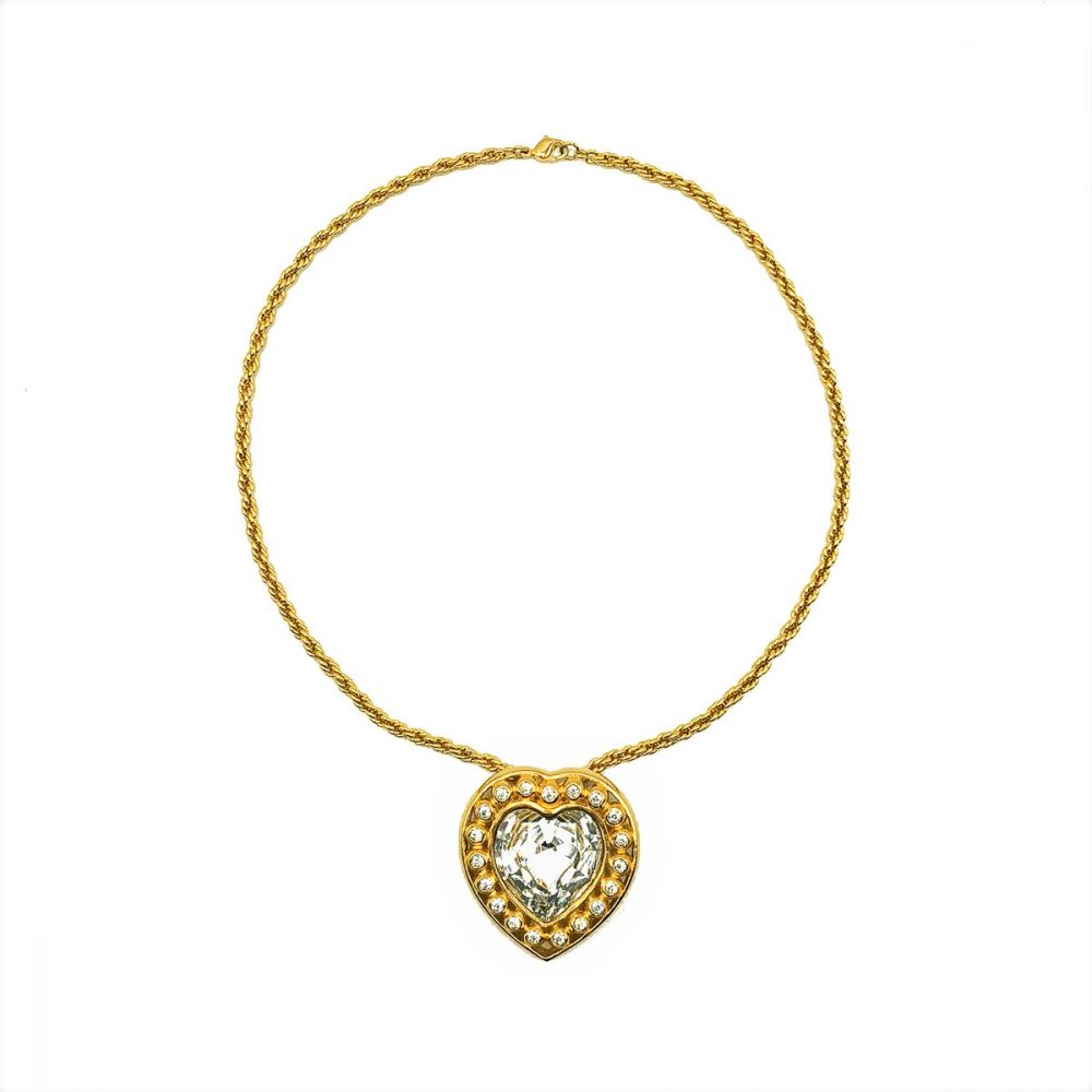 Vintage Dior Crystal Heart Necklace