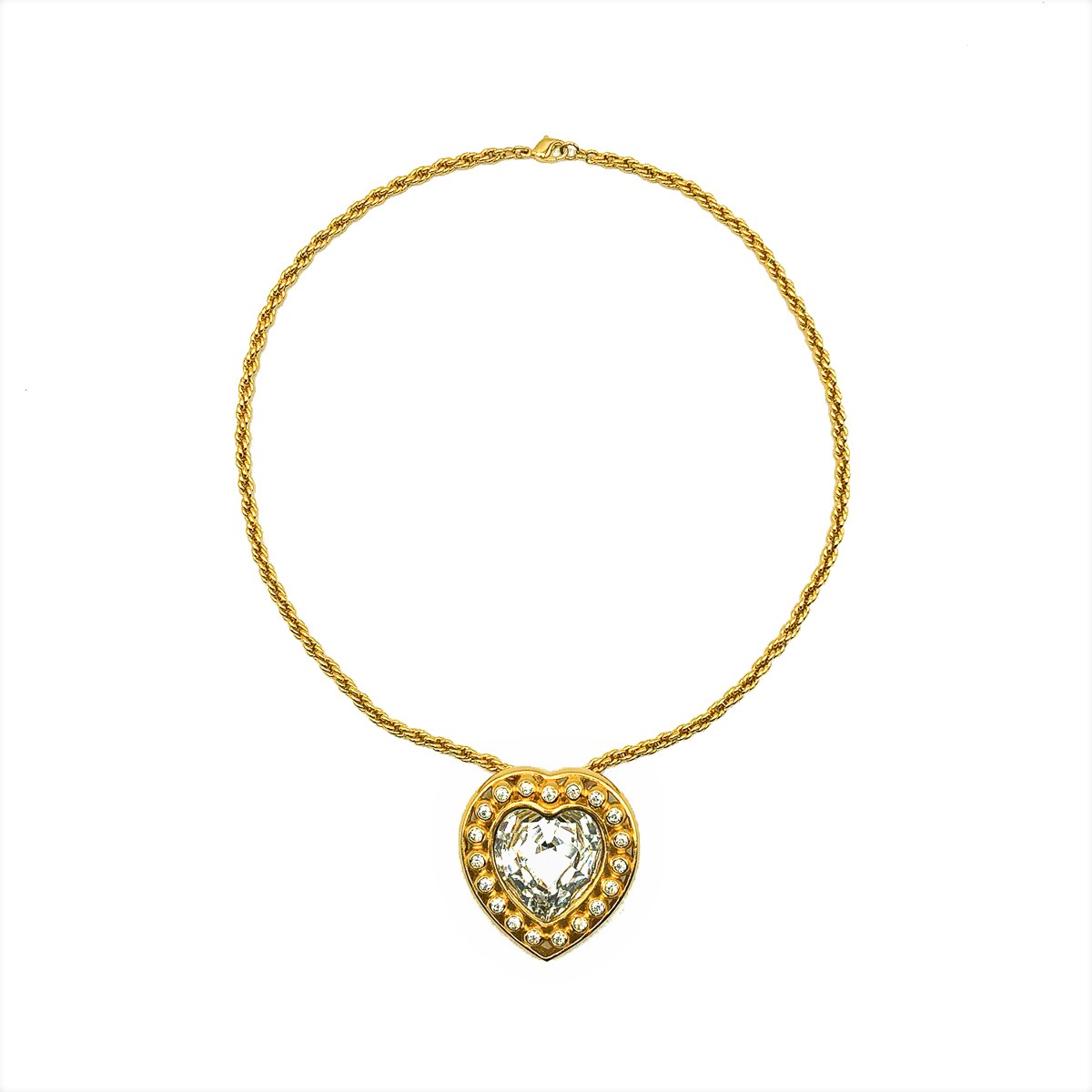 Jennifer Gibson Jewellery Vintage Dior Crystal Heart Necklace 6 931 (1) Vintage Dior Crystal Heart Necklace