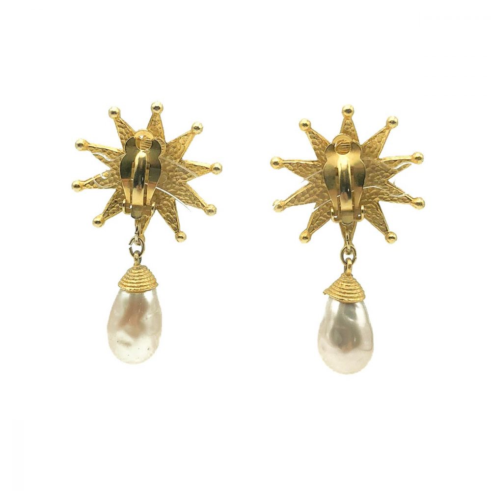 Vintage Merola London Starburst Pearl Earrings
