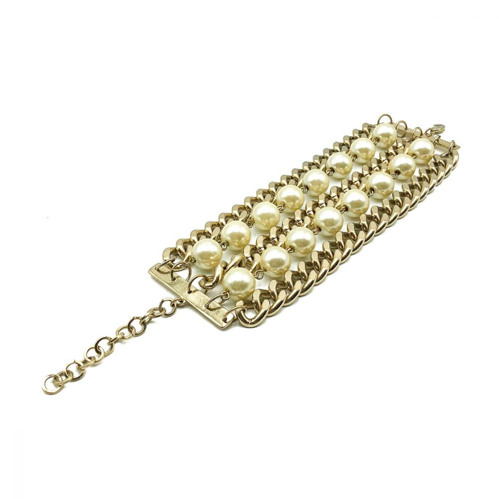 Vintage Pearl Chainmail Cuff