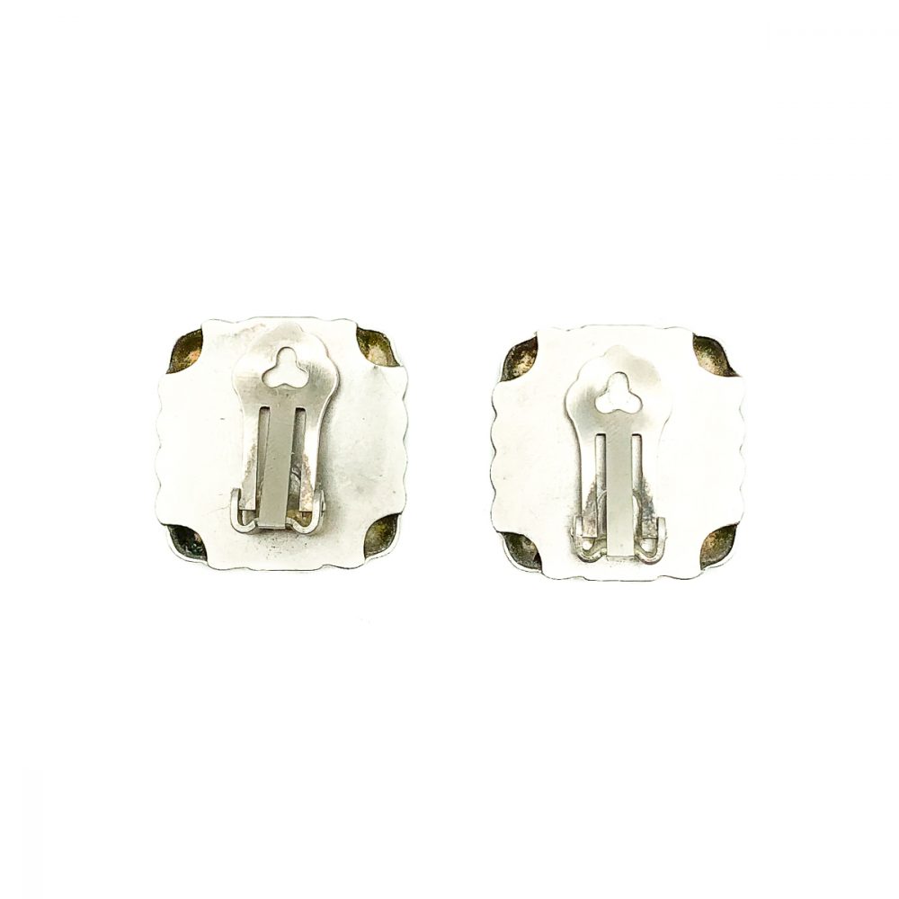 Vintage Silver Square Clip Earring