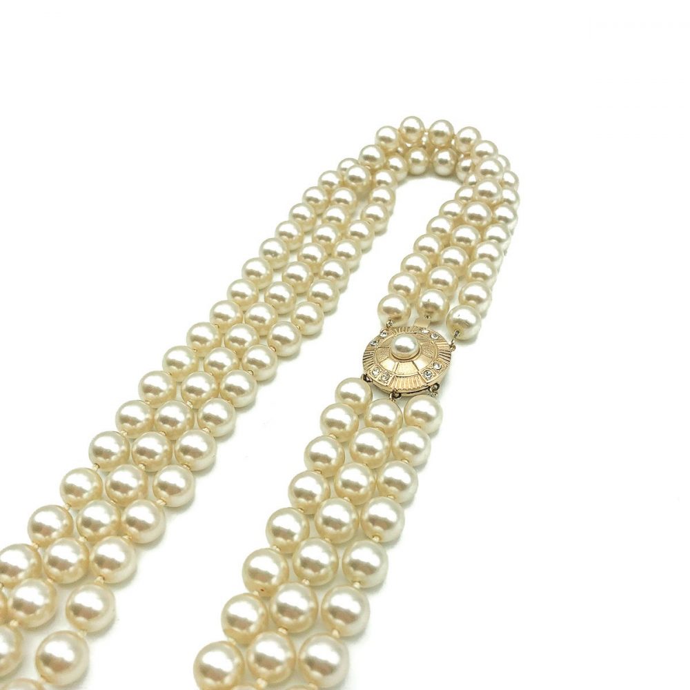 Vintage Triple Pearl Necklace