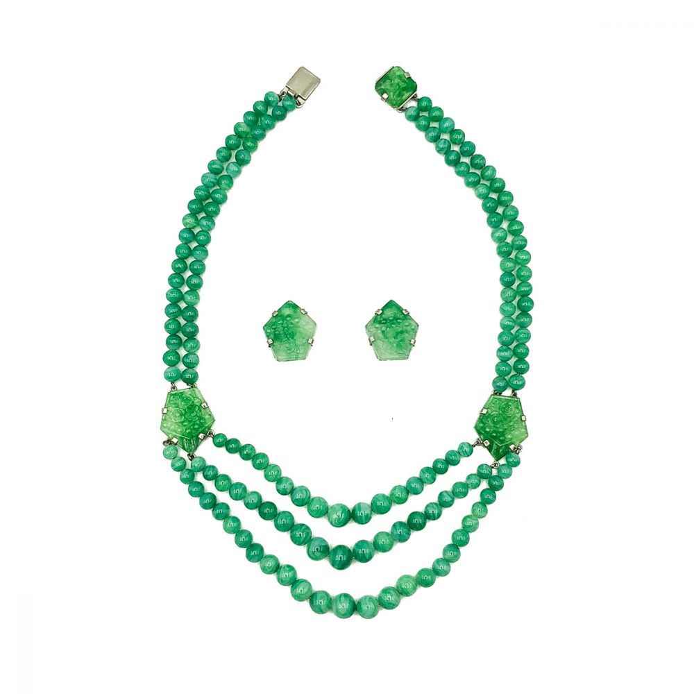 Deco Green Glass Sautoir