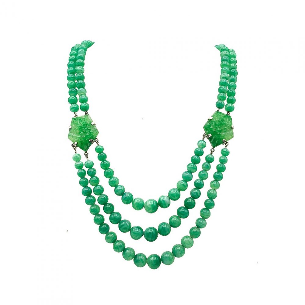 Deco Green Glass Sautoir