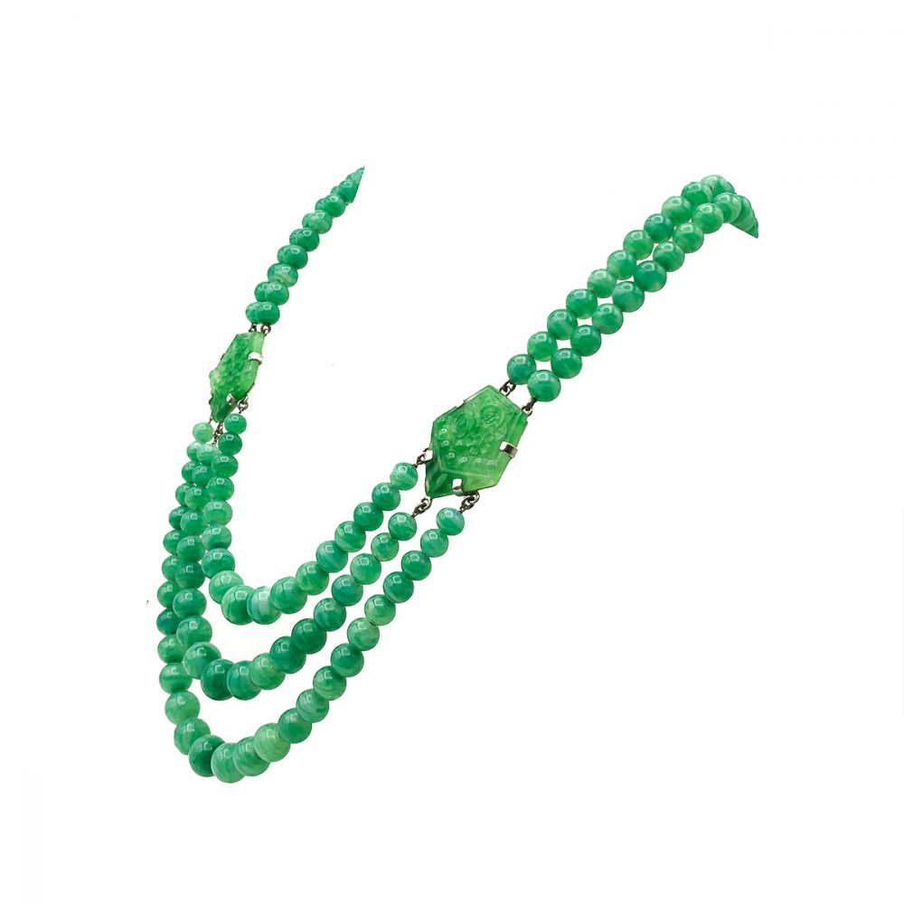 Deco Green Glass Sautoir